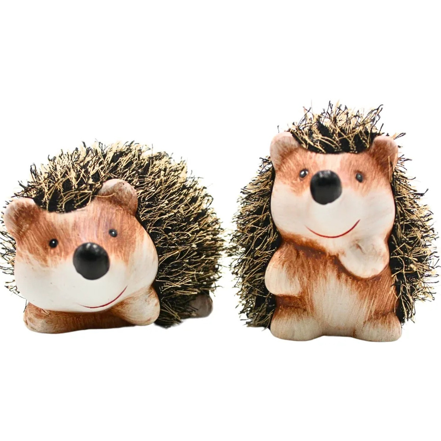 Dekohelden24 2er Set Keramik Igel als Dekofigur in Braun, B/T/H: 15 x 8 x 8 cm - Bild 2