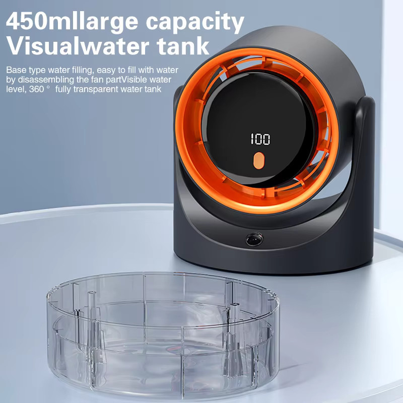 TINSOL Mini-Elektroventilator mit Einloch-Nebelkühler und Luftbefeuchter in Schwarz mit 360 Grad Zirkulationsfunktion - Bild 4