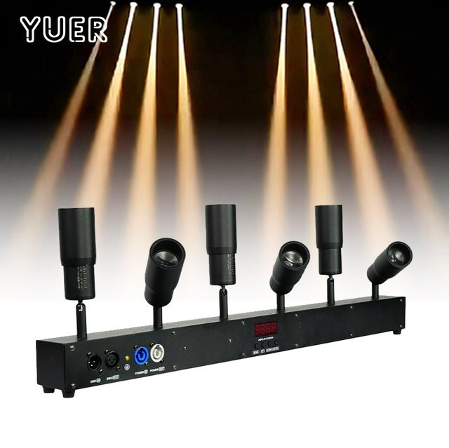 YUER LED Spot-Licht mit Zoom-Funktion, 6x10W, Warmweiß, DMX512-Steuerung, Schwarz - Bild 1