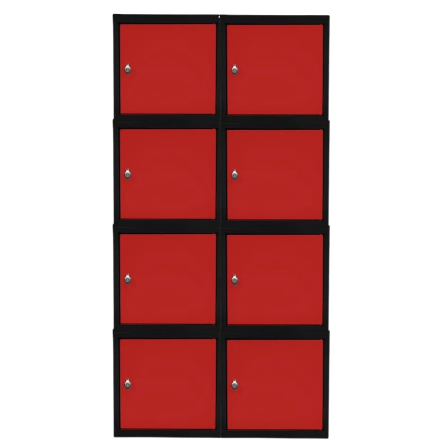 PROREGAL Blocky Schließfachwürfel Set mit 8 Einheiten und Drehriegelschloss für Vorhängeschlösser, Farbe: Anthrazit/Verkehrsrot, B/T/H: 40 x 40 x 40 cm - Bild 2
