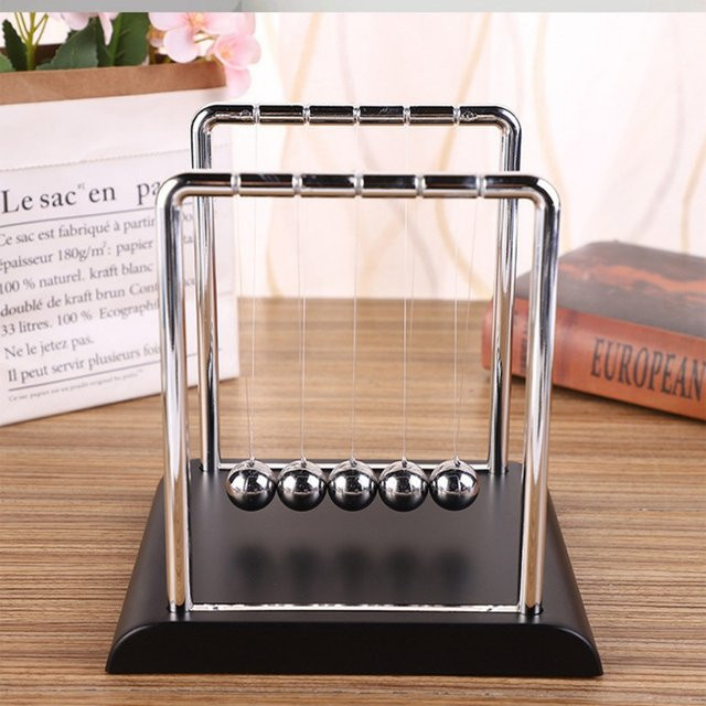 GUEN Newtons Wiege Stahlkugel-Balance-Modell, Physik-Wissenschaft Pendel, Metall, Grau - Bild 1
