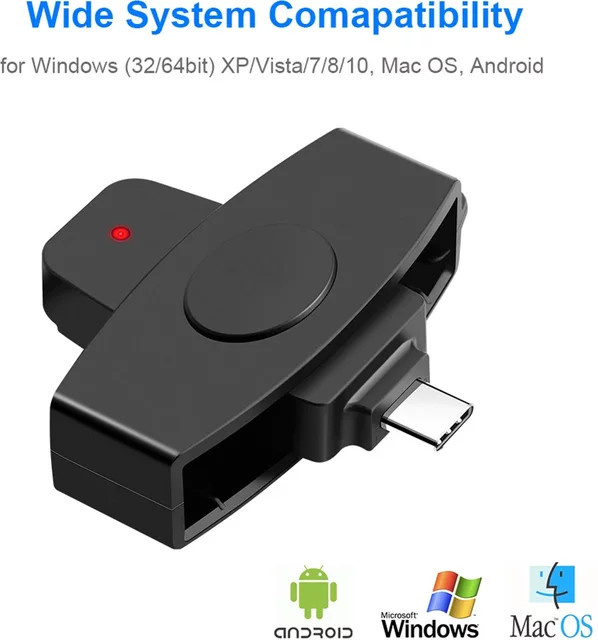 Shunmaii EMV-Kartenleser-Adapter in Schwarz für Windows, Mac und Android zur Banksteuererklärung - Bild 1