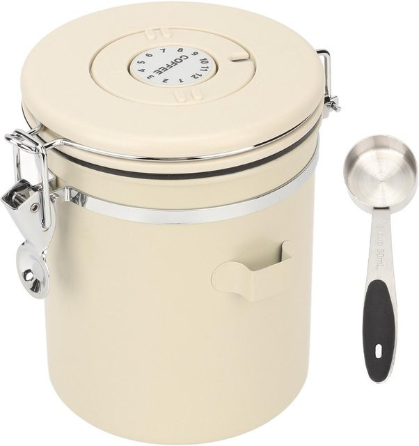 CosyHome Kaffeebehälter aus Edelstahl mit Löffel, luftdicht und auslaufsicher, Cremeweiß, 1,2 l - Bild 1