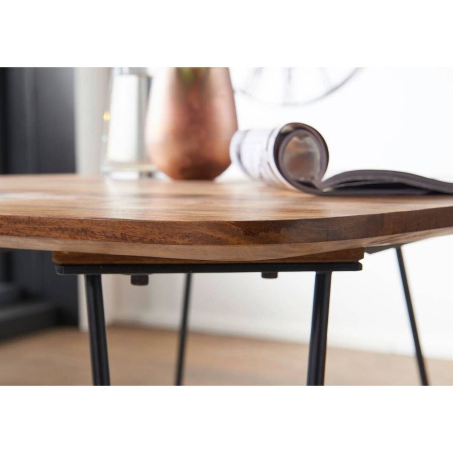 Wohnling Esstisch aus Indischem Sheesham Palisander Naturholz in Schwarz Matt B/H/T: 80 x 76 x 80 cm - Bild 2