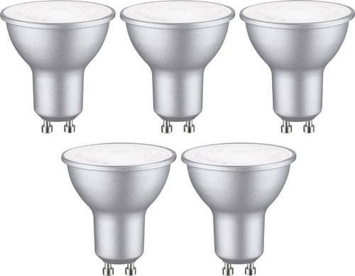 Paulmann LED Reflektor GU10 in Chrom matt, 4.9W, Warmweiß, Durchmesser: 51 mm, Höhe: 54 mm, 5er Pack - Bild 1