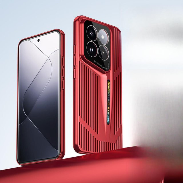Xiaomi 14 Pro Schutzhülle mit Klingenkühlung, galvanisiert und perforiert, Rot - Bild 1