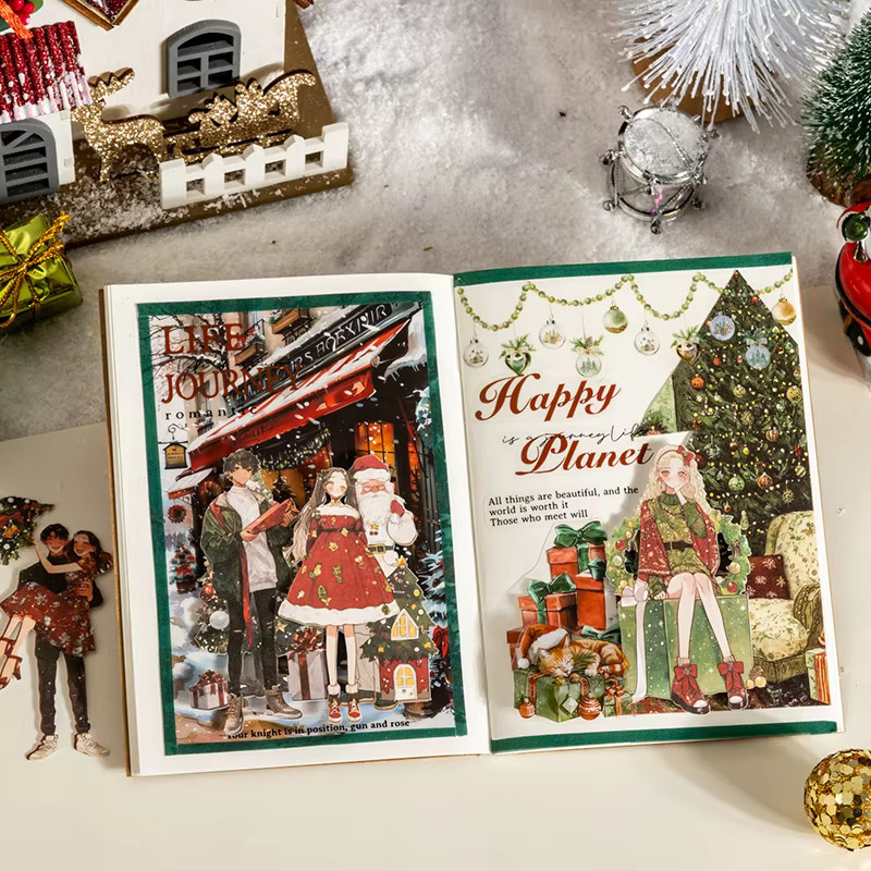 30 Blatt Weihnachten Mädchen Aufkleber Multicolour Ästhetische Stick Etiketten für Scrapbooking und Tagebuch Zubehör - Bild 1
