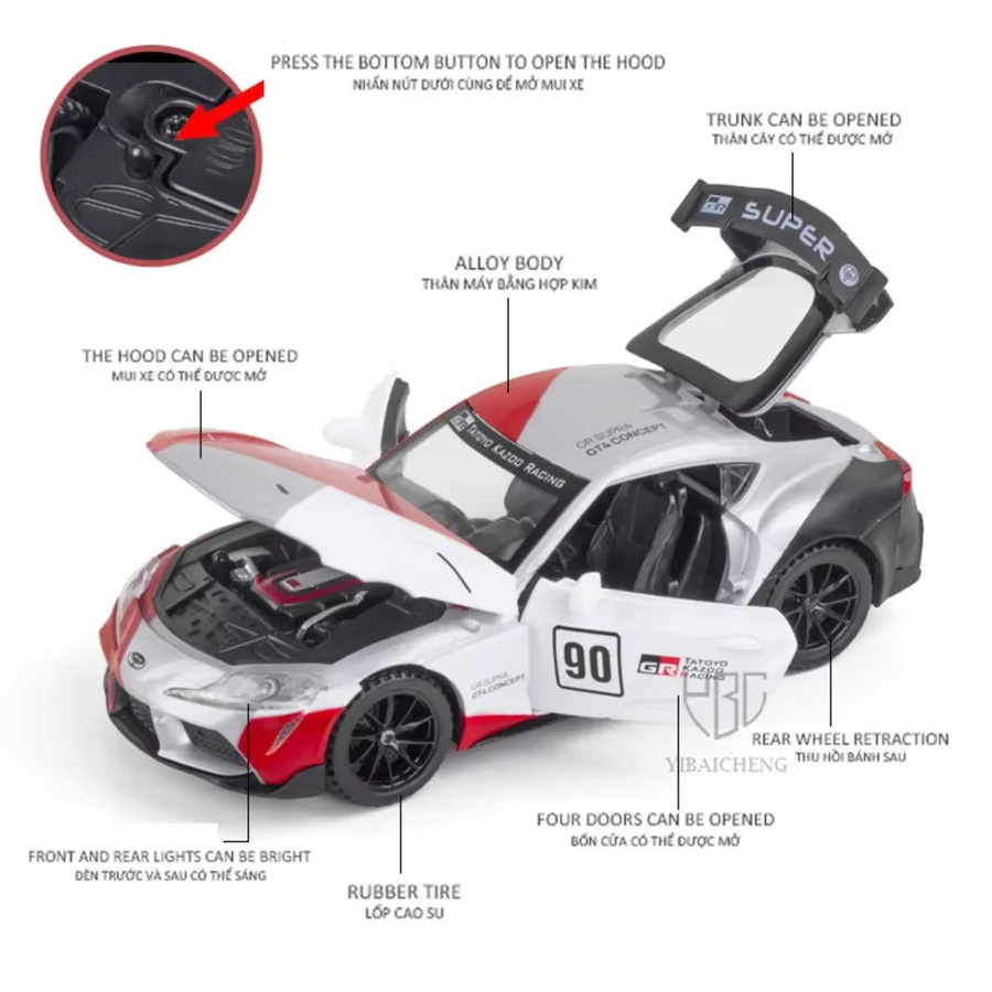 Maisto Toyota Supra GT4, Diecast Modellauto, 1:32, Metall, mit Licht und Sound - Bild 3