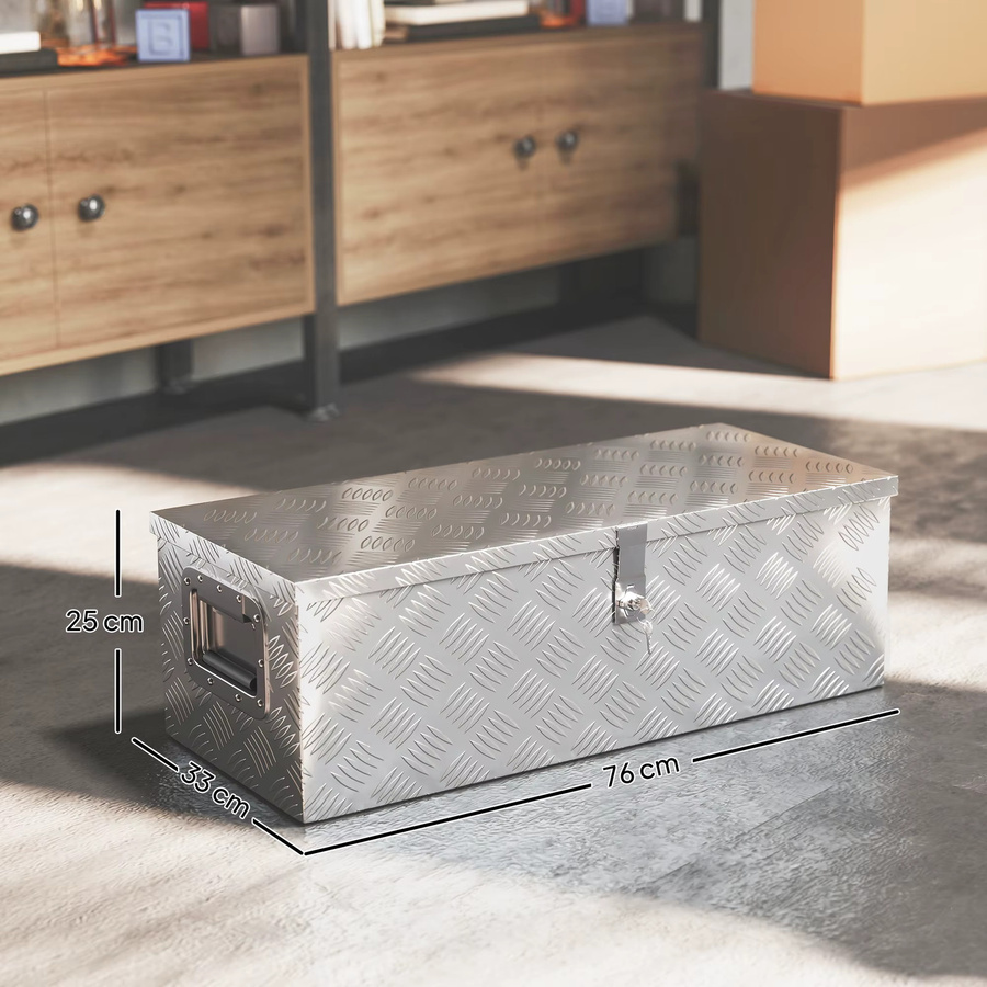 Svintora Aluminium-Werkzeugbox in Silber, wasserdichte und abschließbare Werkzeugkiste mit Griff für LKW, Anhänger und Garage, B/T/H: 76,0 x 33,0 x 25,0 cm - Bild 2