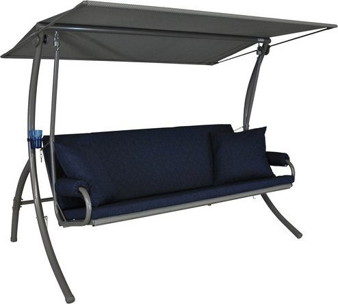 ANGERER FREIZEITMÖBEL Hollywoodschaukel Elegance Joy 3-Sitzer mit Auflagen und Sonnendach in Blau und Grau - Bild 1