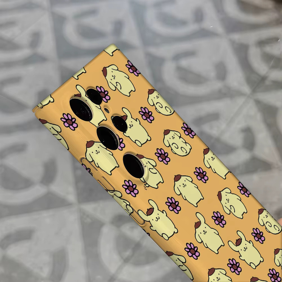 Stoßfeste Doppelschicht Handyhülle mit Terrakotta-Welpen und lila Blumen für Samsung Galaxy S25 Ultra, S24 und S23 Ultra Plus - Bild 4