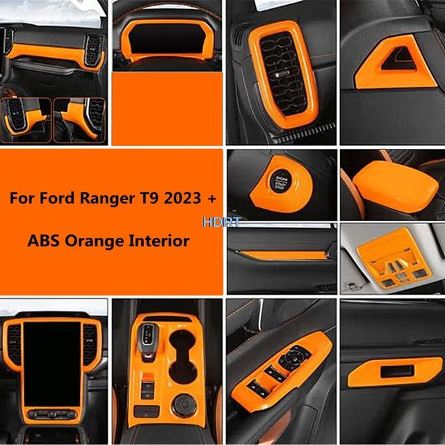 Auto Styling Innenraum-Set für Ford Ranger T9 2023 mit Lenkradabdeckung und Schaltfenster-Bedienfeld in Orange - Bild 1