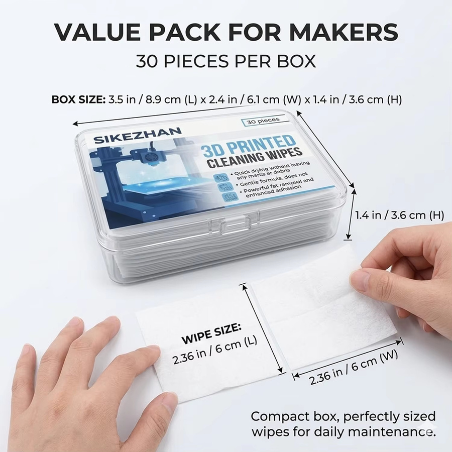 jaysuing 3D-Drucker Reinigungstücher, 30 Stück fusselfreie Vorbereitungspads für PEI-Platten, Glasbetten, Harzbecken und LCD-Bildschirme in Weiß - Bild 3