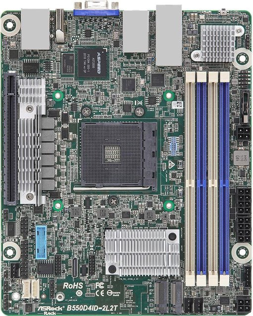 Asrock B550D4ID-2L2T Motherboard AMD B550 Sockel AM4 Mini ITX DDR4 mit USB-C in Grün - Bild 1