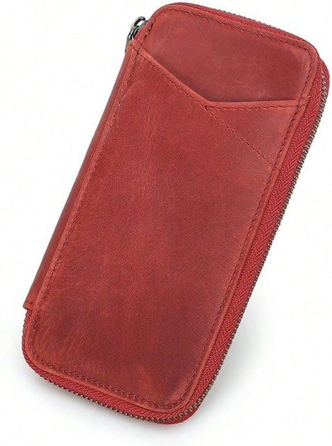 MTMA Retro Federmäppchen Multifunktional aus Kunstleder mit Reißverschluss, Rot - Bild 1