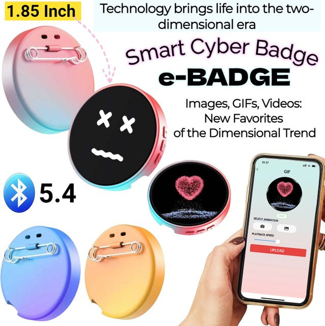 VODOOL Dynamisches elektronisches Anime-Abzeichen als digitales Display-Badge in Blau und Multicolour - Bild 1