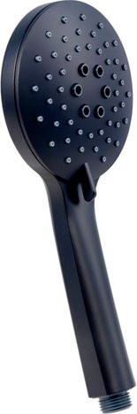 WELLWATER Handbrause Canola in Matt Schwarz mit 3 Strahlarten und rundem Design - Bild 1