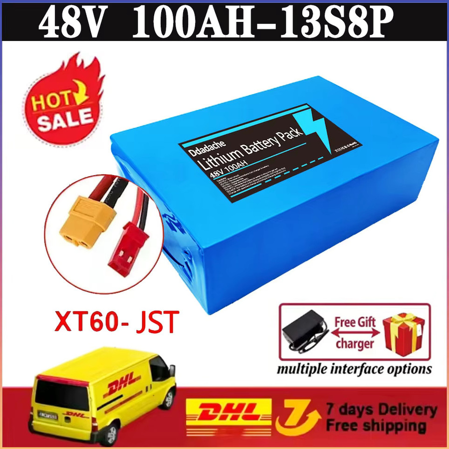 Ddadache 18650 Lithium-Akku-Pack 13S8P 48V 100Ah 100000mAh Blau mit integriertem BMS und 54,6V 2A Ladegerät für 250-1500W - Bild 7