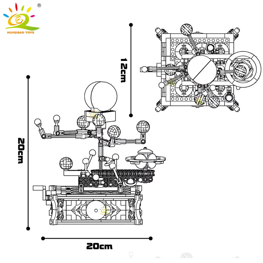 HUIQIBAO MOC Sonnensystem Orbit Planet Modell Baustein Set Multicolor Luft- und Raumfahrt Spielzeug für Kinder als Schreibtisch Dekoration - Bild 2