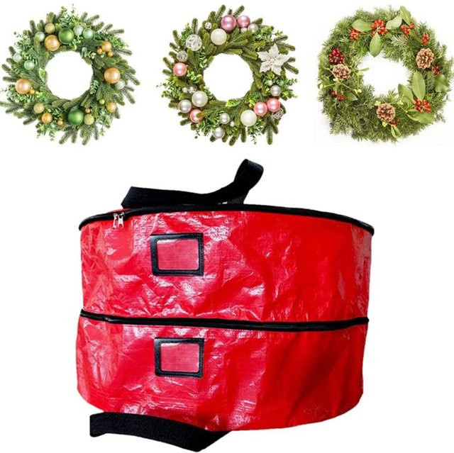 TOMTOP JMS Weihnachts-Kranz-Aufbewahrungstasche mit Griffen, rot, doppellagig - Bild 1