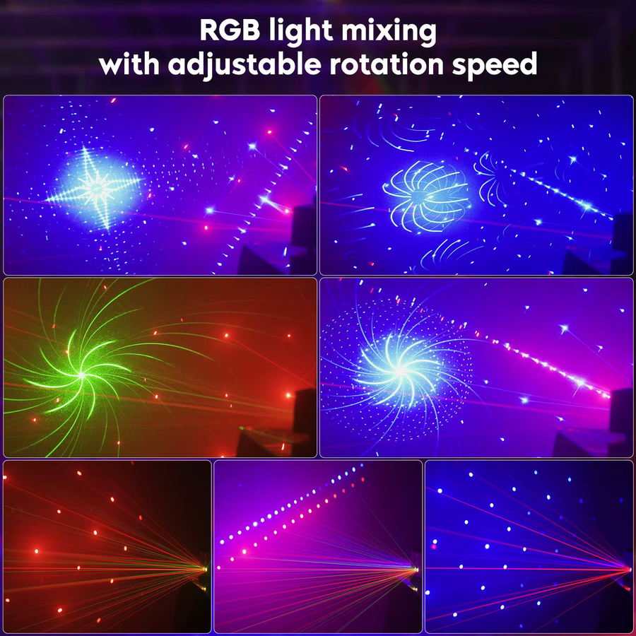 U'King 9-Augen-Projektoreffekt RGB Party-Licht mit Fernbedienung und DMX512 für DJ, Disco und Hochzeit, Multicolor - Bild 2