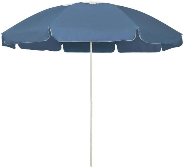 Furnicato Sonnenschirm mit Blumendesign in Blau aus Polyester, Durchmesser: 240 cm - Bild 1