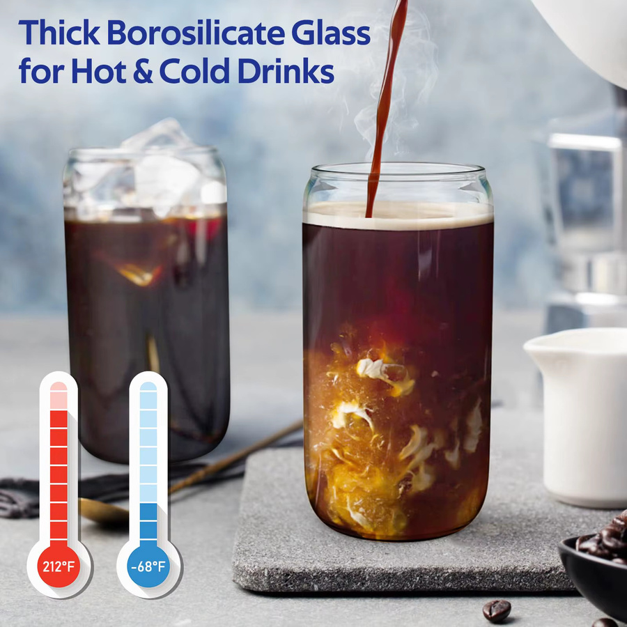 KEMORELA Glas Becher mit Holzdeckel und Stroh, transparent, 400 ml - Bild 3