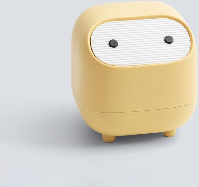 Ninja Desktop-Mülleimer Mini-Doppelschicht-Press-Mülleimer mit Deckel in Gelb - Bild 1