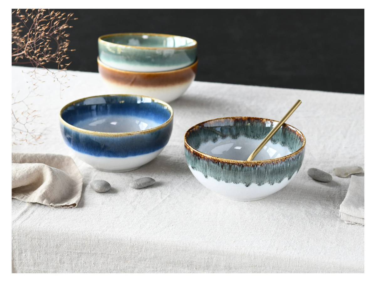 CreaTable Cascade Buddha Bowl Set, 4-teilig, Keramik, mehrfarbig, 900 ml, Durchmesser: 17,5 cm, Höhe: 7,5 cm - Bild 3