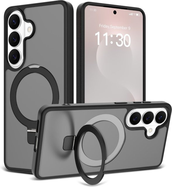Magnetische MagSafe Handyhülle mit Ringhalter als Hard Cover für Samsung Galaxy S25 Edge S26 Ultra S24 FE S23 A06 A07 A17 A16 A36 A56 in Pink - Bild 1