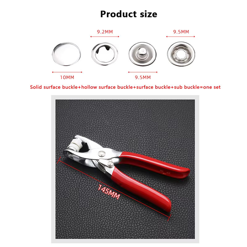 50er Set Metall-Druckknopf-Werkzeug mit Zange und Schnallen für DIY-Handwerk und Kleidung in Silber und Multicolour - Bild 5
