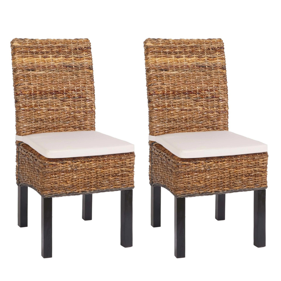 CHEFGASTRO Esszimmerstuhl 2er-Set Malibu Korbstuhl aus Bananengeflecht in Braun mit Kissen, H x B x T: 96 x 46 x 41 cm, Sitzhöhe: 46 cm - Bild 2