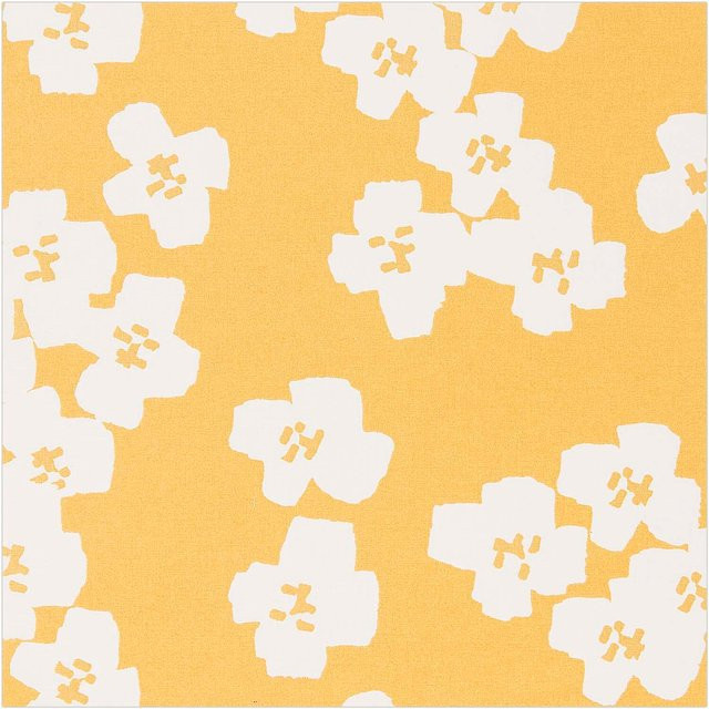 Rico Design Druckstoff Okina Hana Blumen in Senfgelb-Hellgrau, Breite: 140 cm, beschichtet - Bild 1