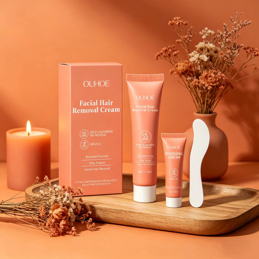 OUHOE Gesichtshaarentfernungscreme-Set mit Reparaturcreme und Applikator - Bild 2