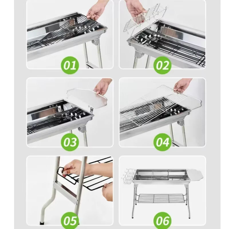 BAYKINGWIN Holzkohlegrill aus Edelstahl in Silber mit zusammenklappbarem Grillgitter und Grillwerkzeug - Bild 3