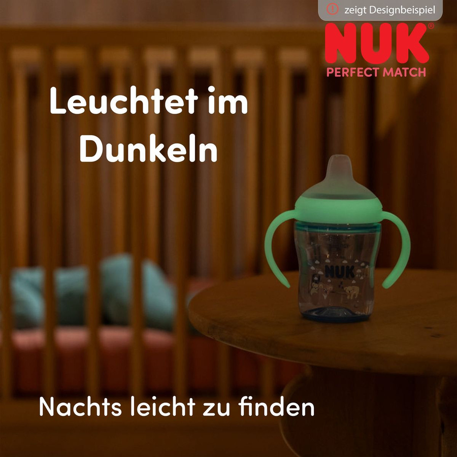 NUK Trinklernflasche Perfect Match mit Silikon-Tülle, auslaufsicher, BPA-frei, 150 ml, Beige/Blau - Bild 3