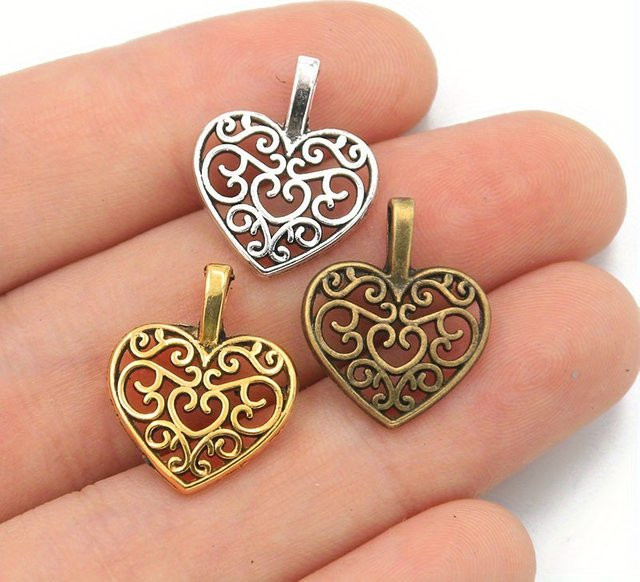 Herz Charms, Messing, Vintage, 15*18mm - Bild 1