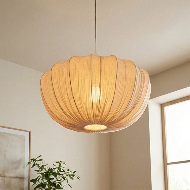 VIGOUS Nordische LED-Pendelleuchte aus Stoff für Wohnzimmer, Esszimmer und Schlafzimmer - Bild 1