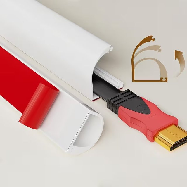 Selbstklebende Kabelkanal-Wandhalterung aus PVC als flexibler Kabelkonverter für Home Office in Weiß - Bild 1