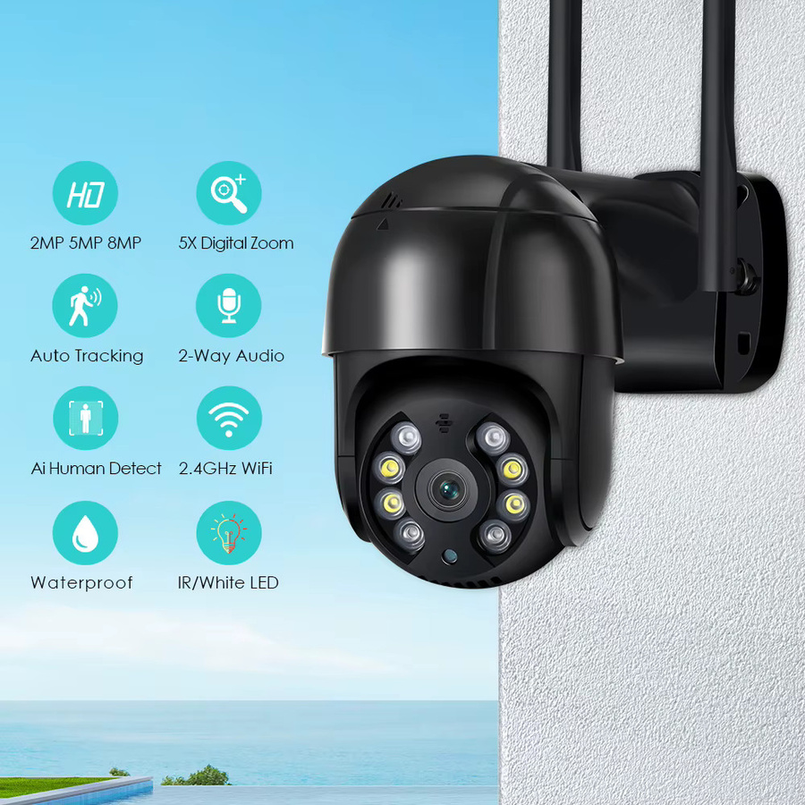 ZRHUNTER PTZ IP Kamera 4K 8MP HD WLAN Überwachungskamera für den Außenbereich mit Nachtsicht in Schwarz - Bild 2