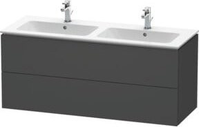 Duravit L-Cube Waschtischunterschrank in Grau Matt, wandhängend mit 2 Schubladen, B/T/H: 129 x 48,1 x 55 cm - Bild 1
