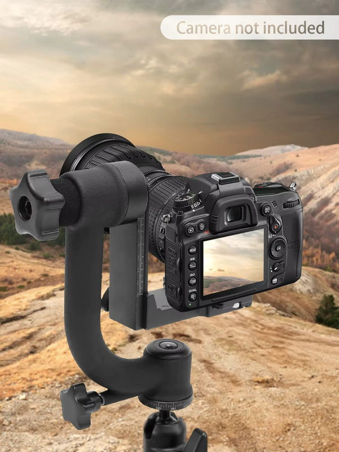 360 Grad Panorama-Gimbal-Stativkopf in Schwarz mit 20 kg Tragfähigkeit für DSLR-Teleobjektive und Wildtier- sowie Sportfotografie - Bild 6