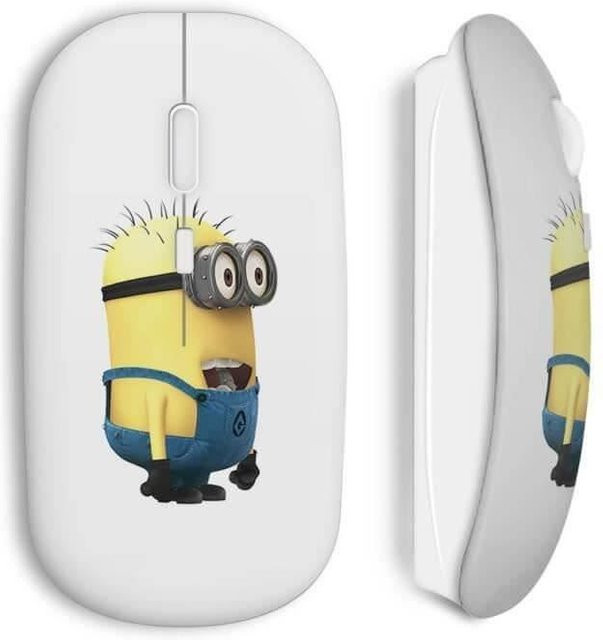 MANIACASE Kabellose Maus Minion in Weiß mit WiFi USB-Stick kompatibel mit Mac und PC - Bild 1