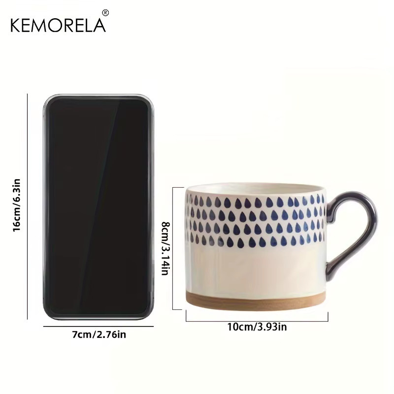 KEMORELA Keramiktasse im Nordic-Design mit Griff, Weiß, 450 ml - Bild 4