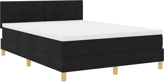 vidaXL LED Boxspringbett mit Matratze Schwarz, Hybrid-Matratze mit USB-Anschluss und Unterbettbeleuchtung, B/T/H: 160 x 200 x 28 cm (Matratze) bzw. Höhe: 163 cm - Bild 1