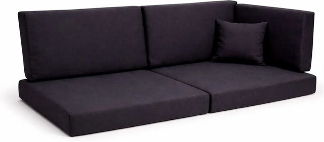 Setgarden Comfort Palettenkissen 6er Set für Outdoor in Schwarz mit Sitzkissen und Rückenkissen, Sitzkissen B/T/H: 120 x 60 x 10 cm, Rückenkissen B/T/H: 120 x 40 x 10 cm - Bild 1