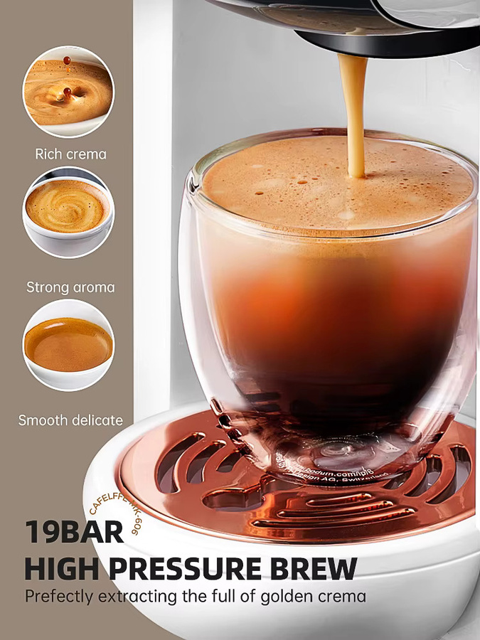 Cafelffe 5-in-1 Kaffeemaschine in Schwarz für Nespresso Kapseln, Dolce Gusto, ESE-Pods und gemahlenen Kaffee mit 19 Bar Druck für Heiß- und Kaltgetränke - Bild 4