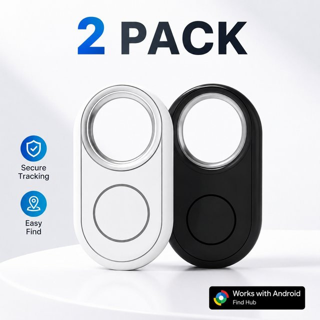 HIMOJO 2-teiliger Android-Ortungsfinder für Langstreckenpositionierung, kompatibel mit Google Find My Device App, Fernortungsgerät für Samsung und Xiaomi, Schwarz und Weiß - Bild 1