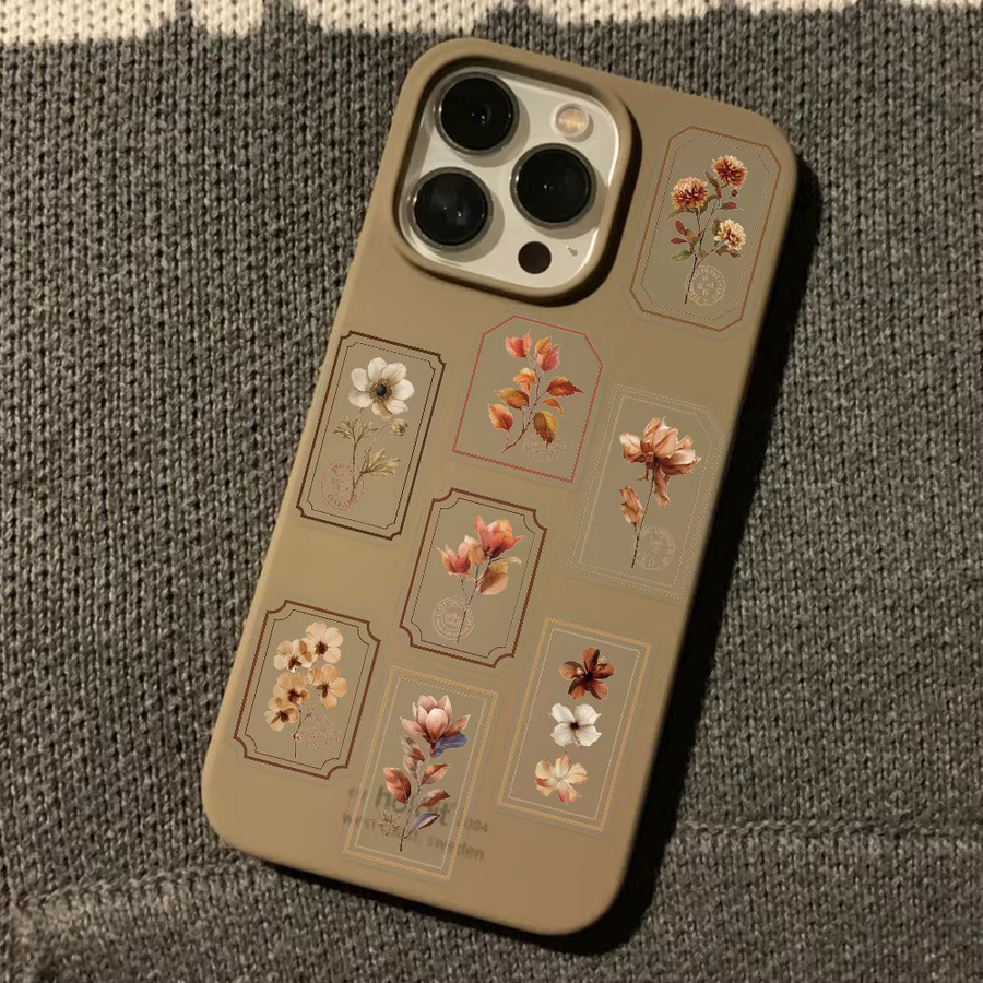 50 Stück Vintage Blumen Aufkleber aus transparentem PET für Laptop, Notebook und DIY-Projekte, Mehrfarbig - Bild 2