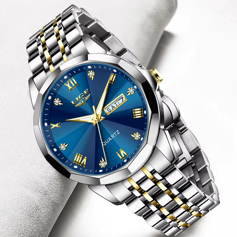 Lige Armbanduhr, Quarz, Edelstahl, Blau, Damen - Bild 2
